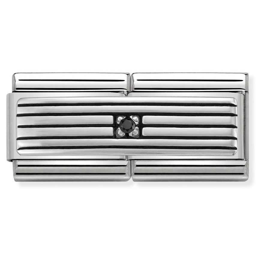 Nomination Classic Silver Lines with Stone Double Charm - MococoNomination330730/018033497412096Charms and Links