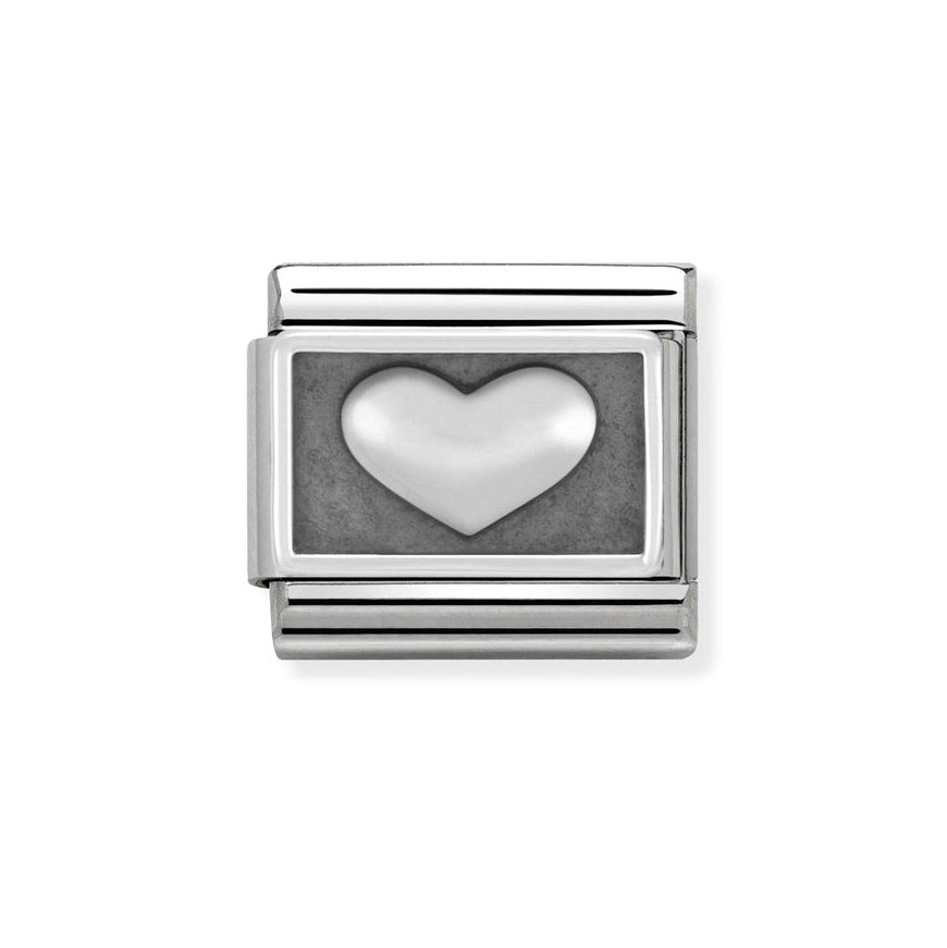 Nomination Classic Silver Oxidised Heart Charm - MococoNomination330102/018033497318176Charms and Links