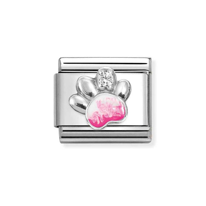 Nomination Classic Silver Paw Print With Pink And White Enamel Charm - MococoNomination330321/138033497549983Charms and Links