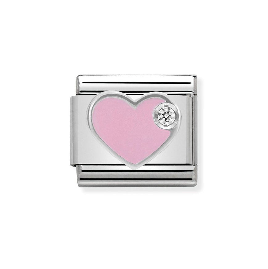 Nomination Classic Silver Pink Enamel Heart with CZ Charm - MococoNomination330305/028033497274342Charms and Links