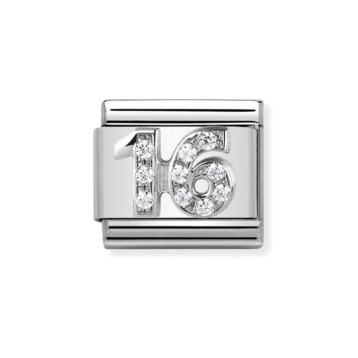 Nomination Classic Silver Sparkling Number 16 Charm - MococoNomination330304/178033497406453Charms and Links