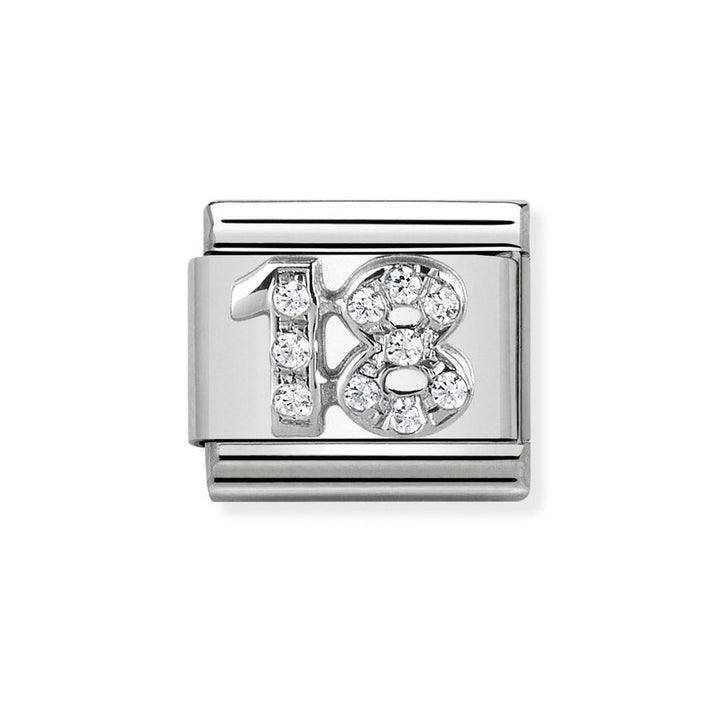 Nomination Classic Silver Sparkling Number 18 Charm - MococoNomination330304/188033497406460Charms and Links