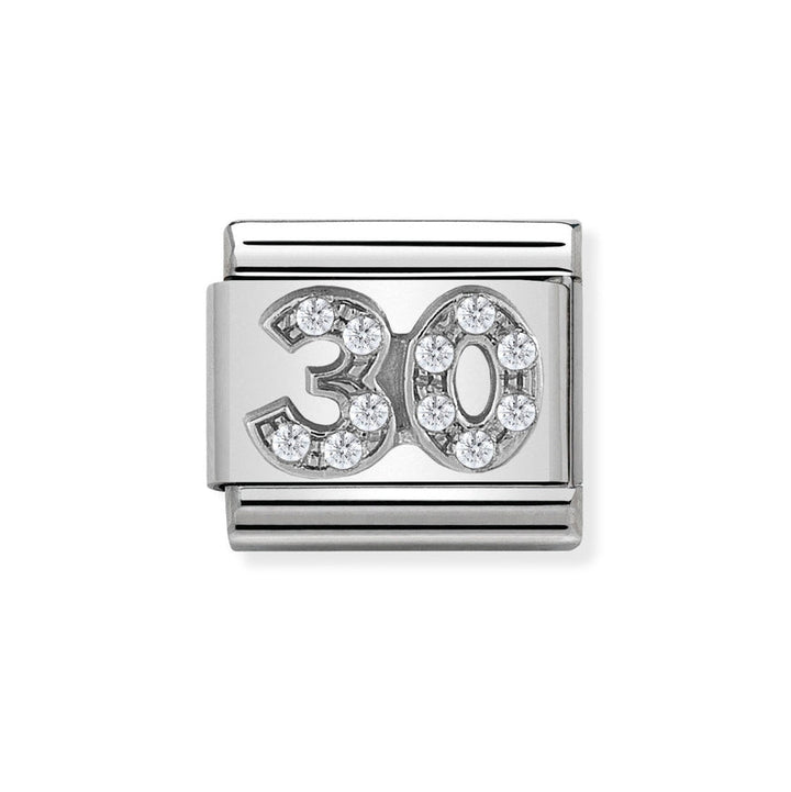 Nomination Classic Silver Sparkling Number 30 Charm - MococoNomination330304/218033497430526Charms and Links