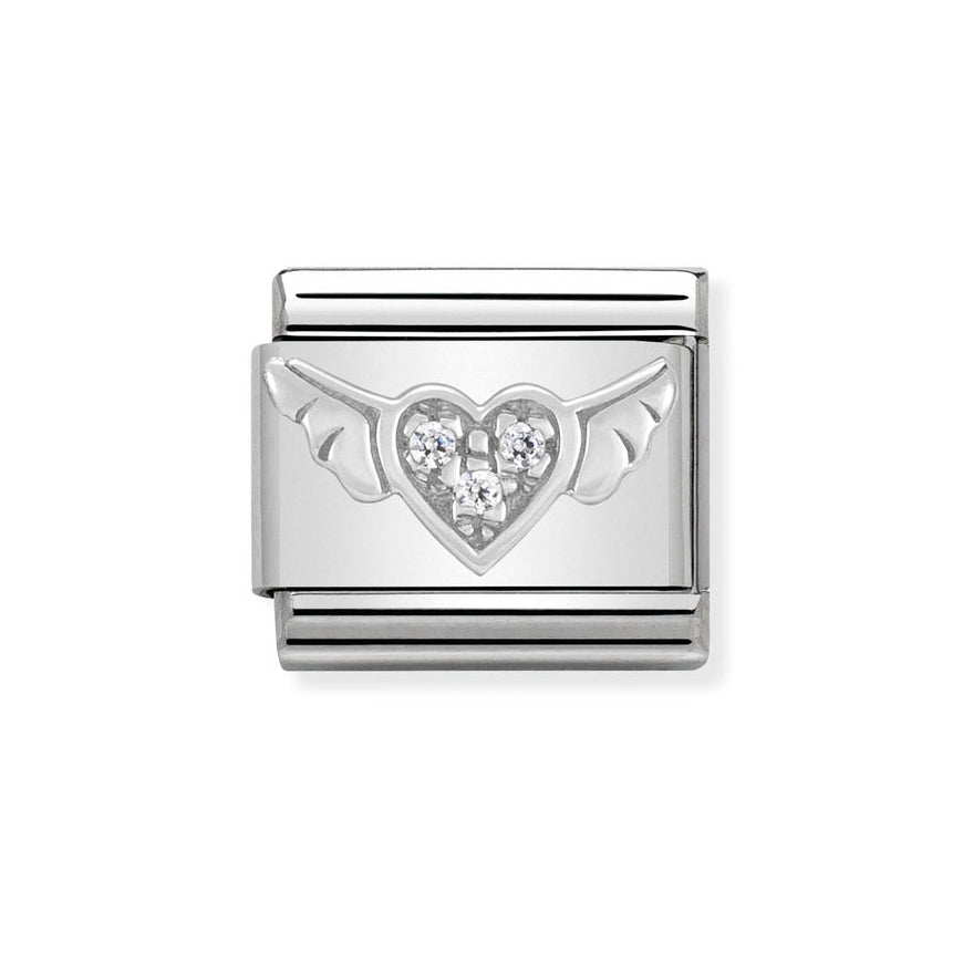 Nomination Classic Silver Sparkling Winged Heart Charm - MococoNomination330304/128033497318244Charms and Links