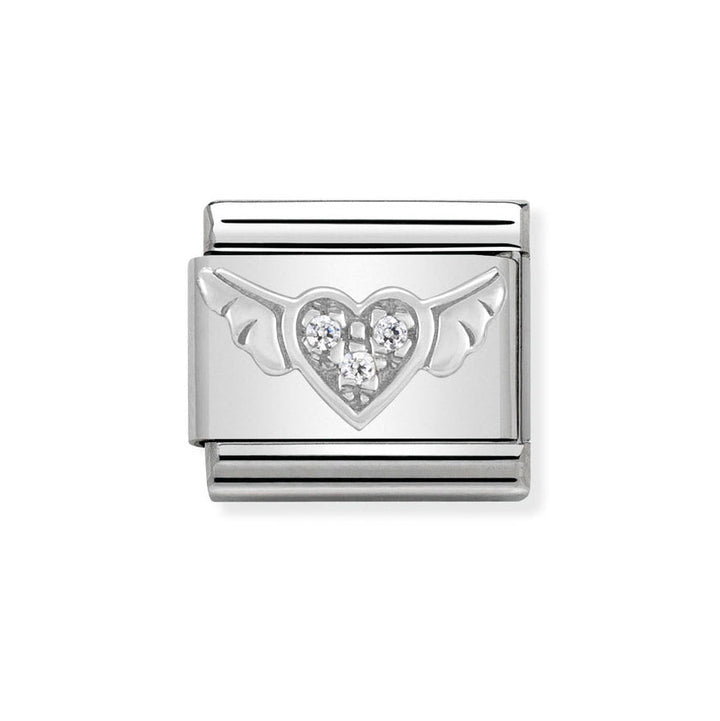 Nomination Classic Silver Sparkling Winged Heart Charm - MococoNomination330304/128033497318244Charms and Links