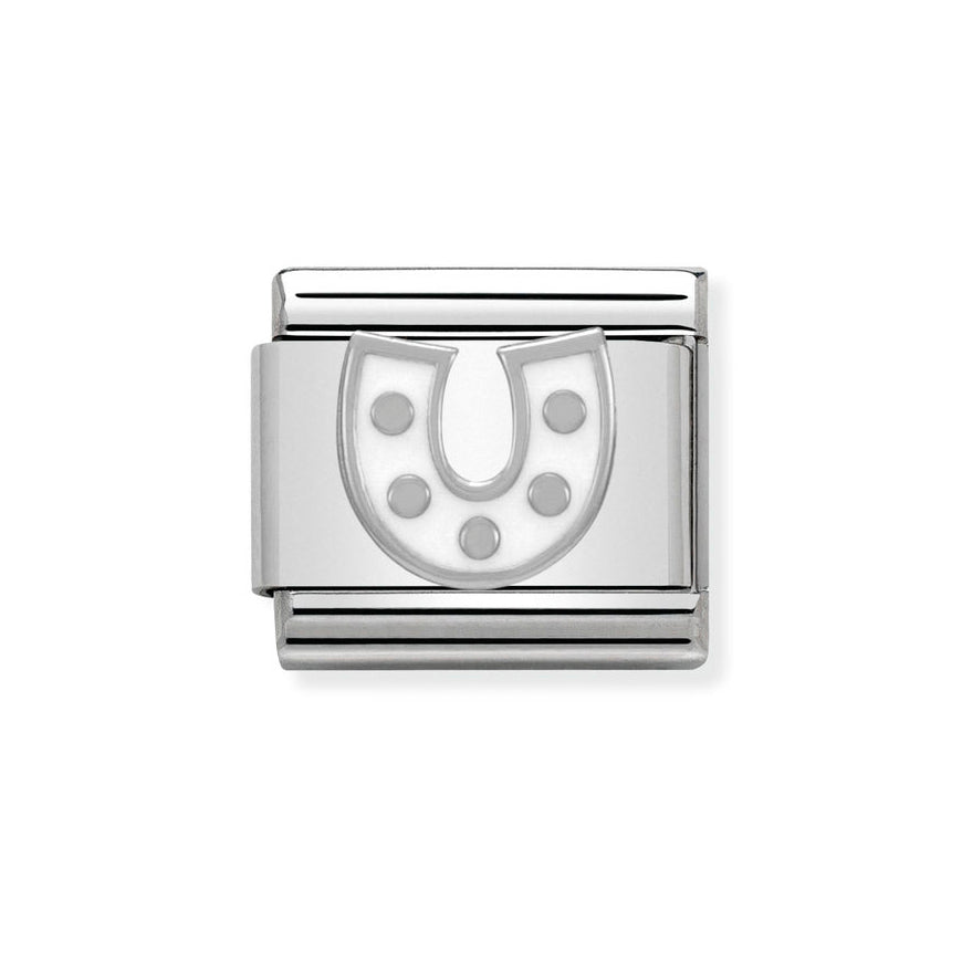 Nomination Classic Silver White Horseshoe charm - MococoNomination330202/078033497331991Charms and Links