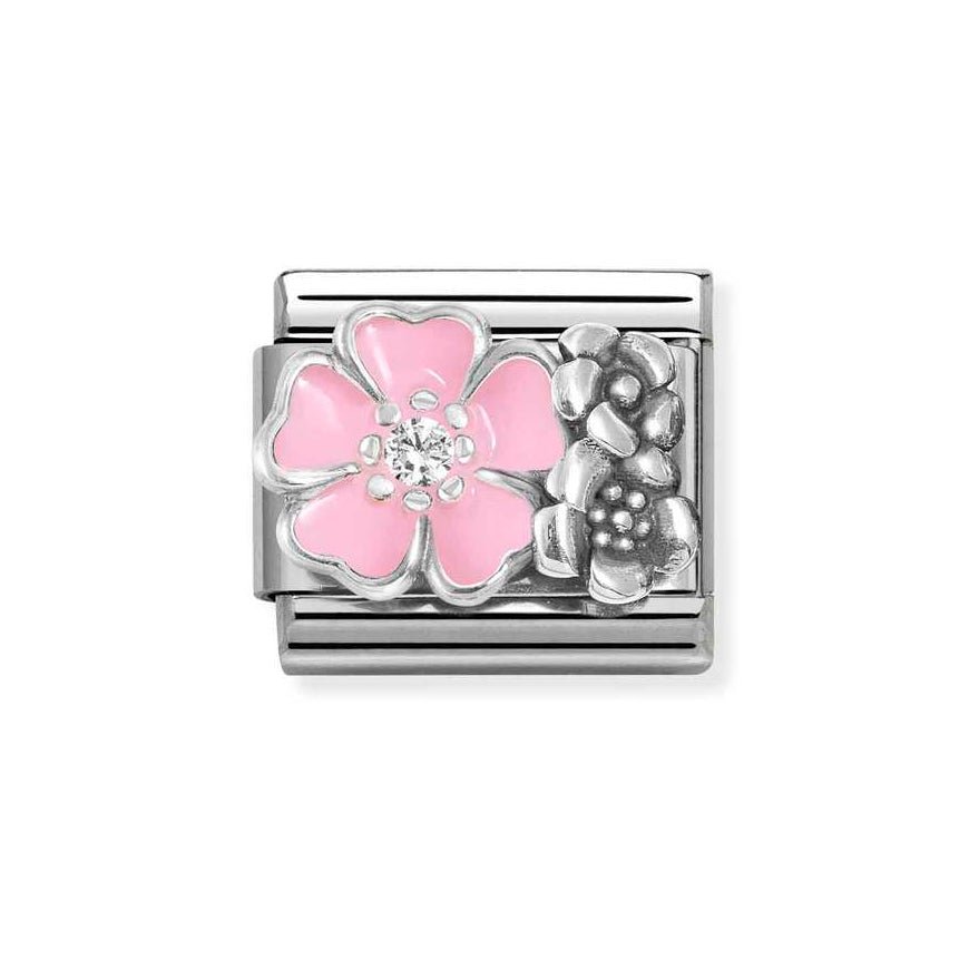 Nomination Classic Silver With Pink Enamel Rose And Flowers Charm - MococoNomination330325/028033497550040Charms and Links