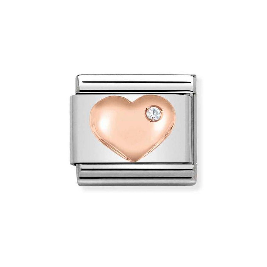 Nomination CZ Rose Gold Raised Heart Charm - MococoNomination430305/018033497378682Charms and Links