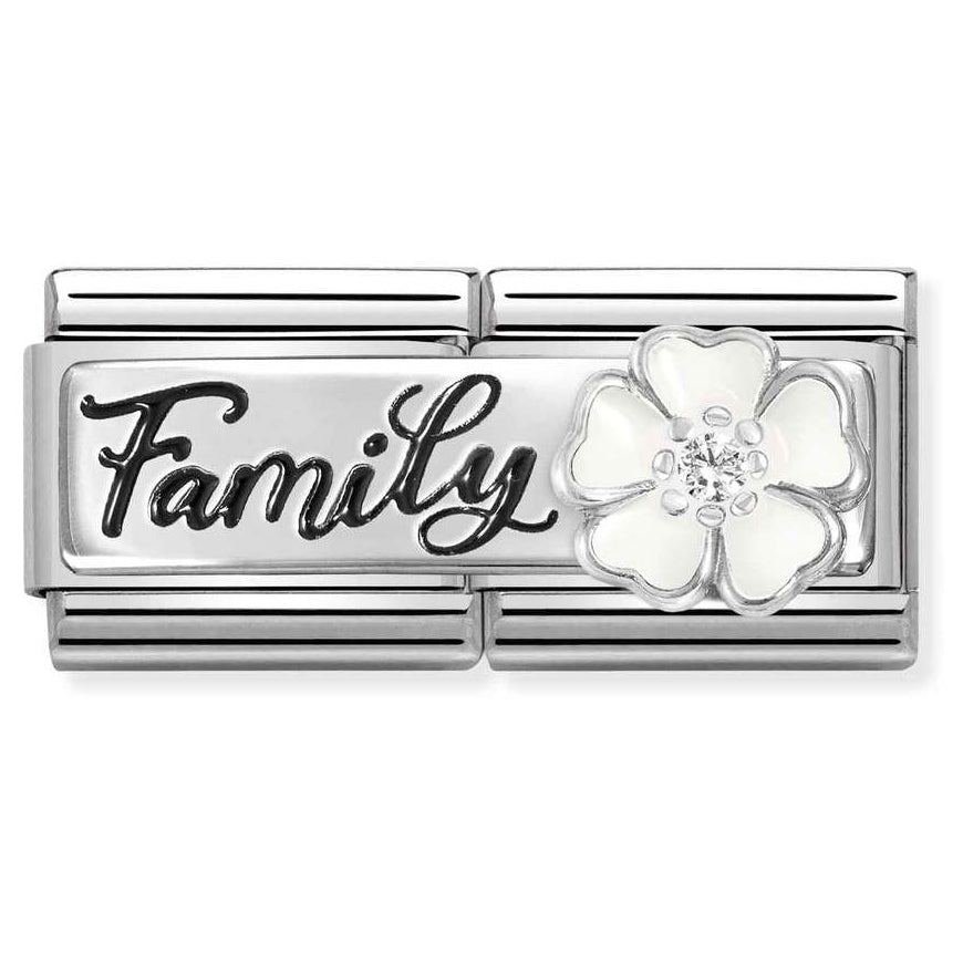 Nomination Double Classic Silver Family With White Enamel Flower Charm - MococoNomination330734/178033497550200Charms and Links