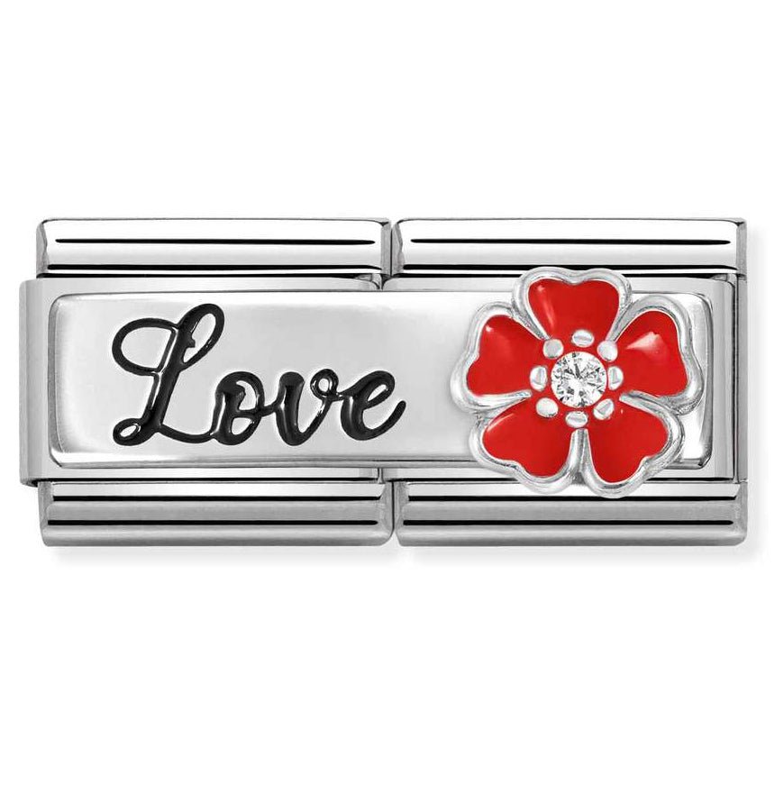 Nomination Double Classic Silver Love With Red Enamel Flower Charm - MococoNomination330734/148033497550187Charms and Links