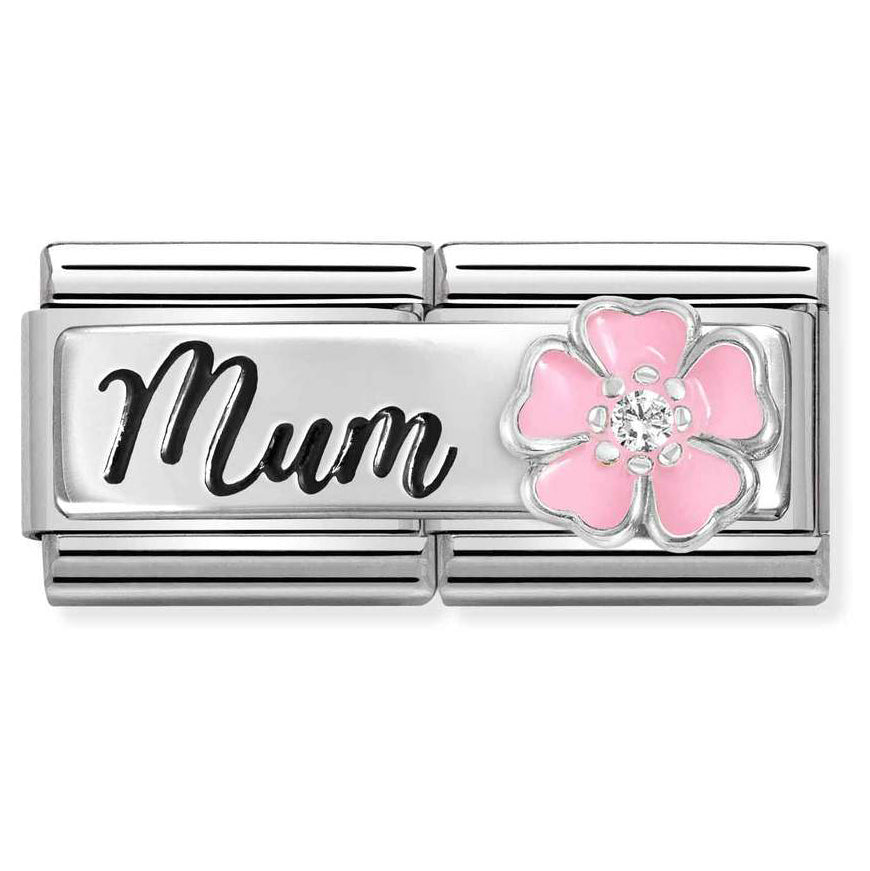 Nomination Double Classic Silver Mum With Pink Enamel Flower Charm - MococoNomination330734/188033497550217Charms and Links