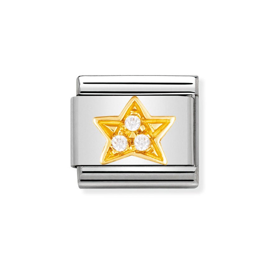 Nomination Gold and White Cubic Zirconia Star Charm - MococoNomination030308/018033497017949Charms and Links