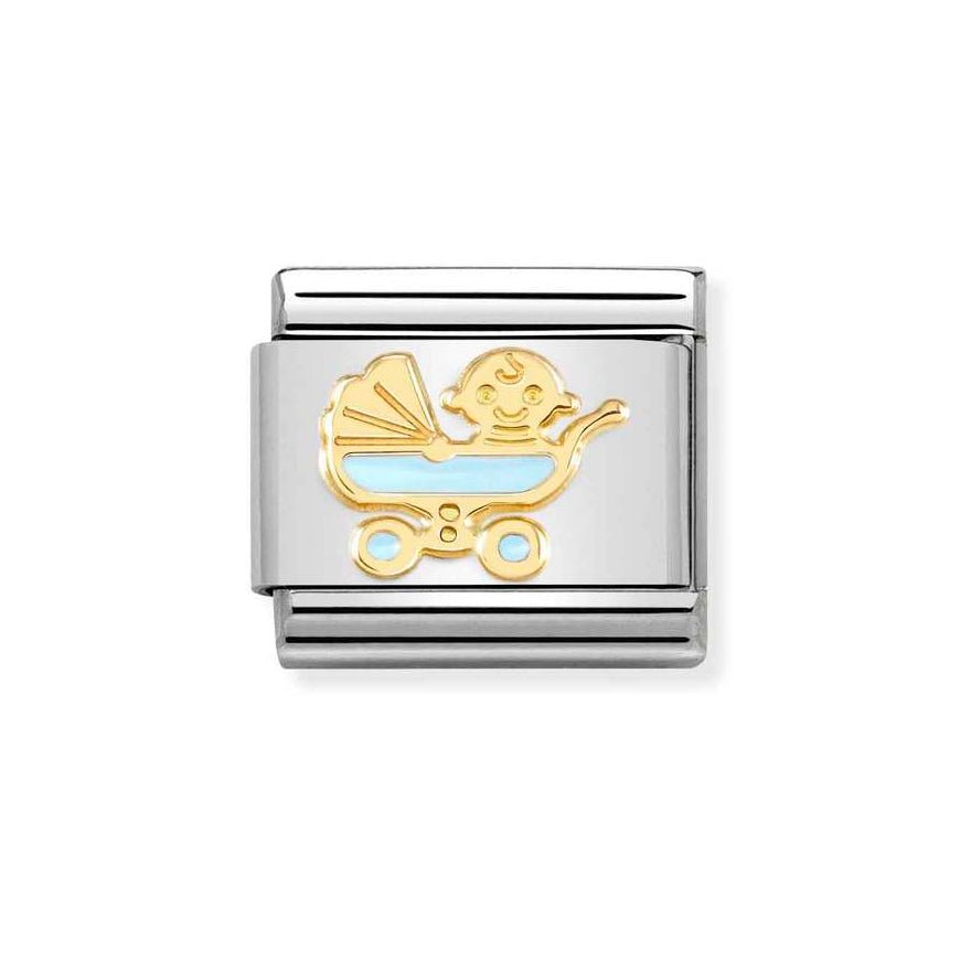 Nomination Gold Classic Blue Baby Pram Charm - MococoNomination030272/618033497522252Charms and Links
