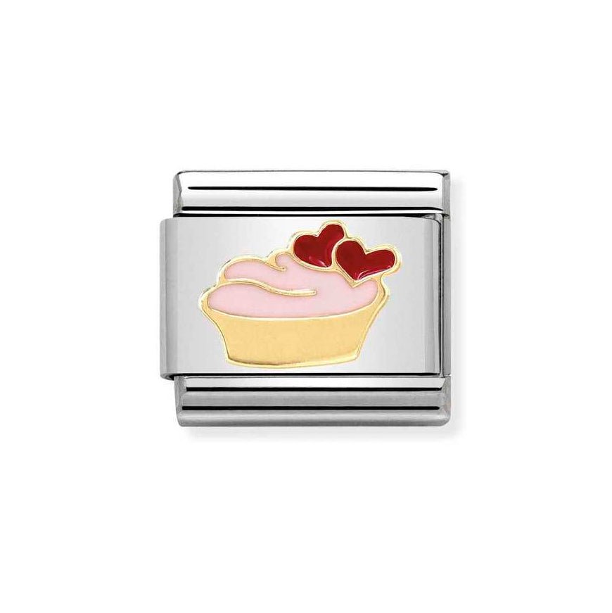 Nomination Gold Classic Cupcake Muffin With Hearts Charm - MococoNomination030285/028033497346032Charms and Links