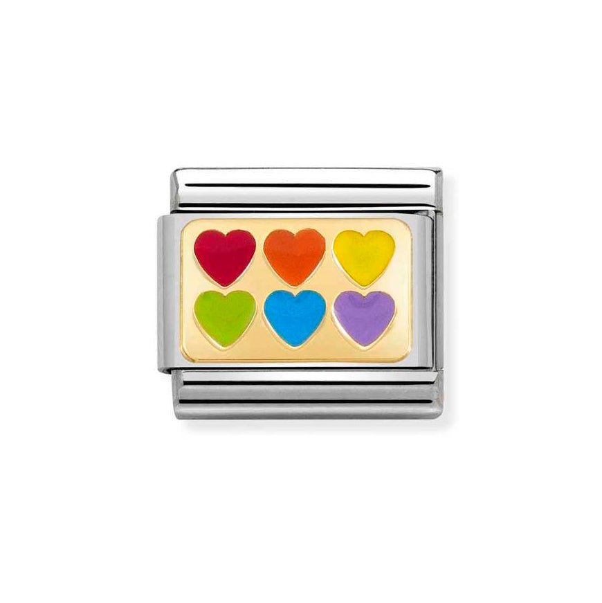 Nomination Gold Classic Rainbow 6 Hearts Charm - MococoNomination030263/228033497496423Charms and Links