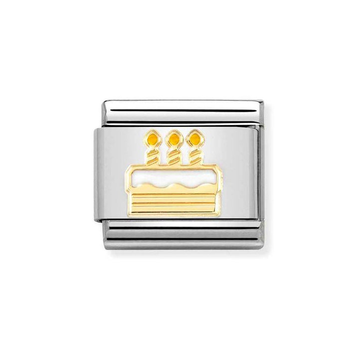Nomination Gold Classic White Birthday Cake Charm - MococoNomination030272/718033497522351Charms and Links