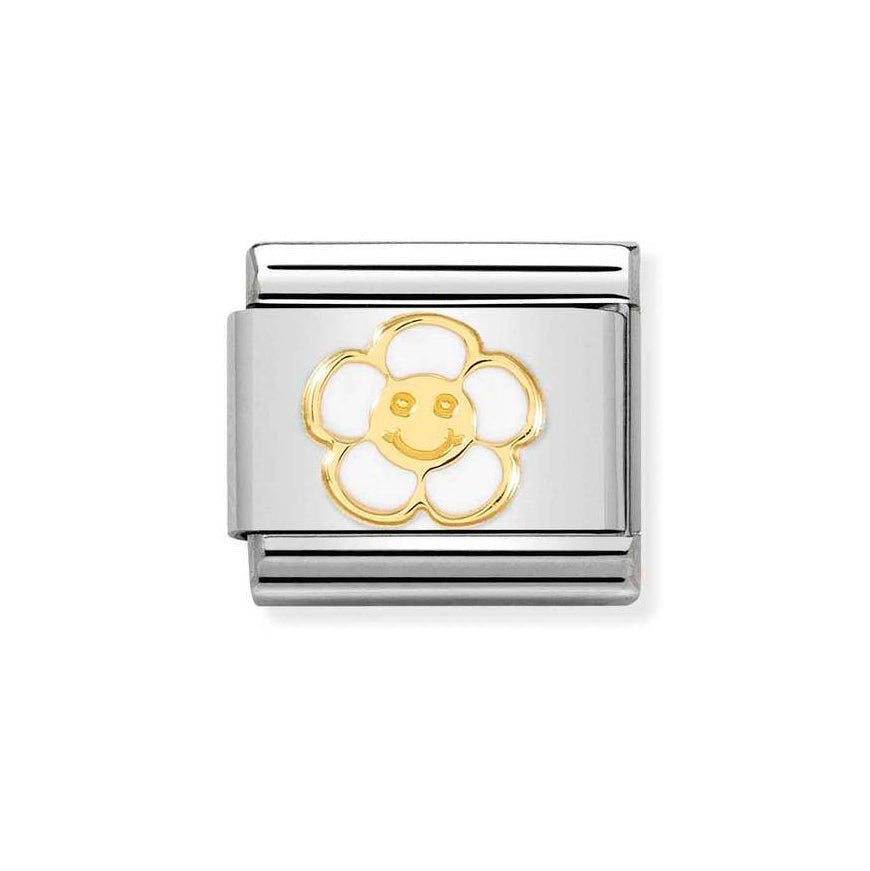 Nomination Gold Classic White Smile Flower Charm - MococoNomination030272/598033497505132Charms and Links