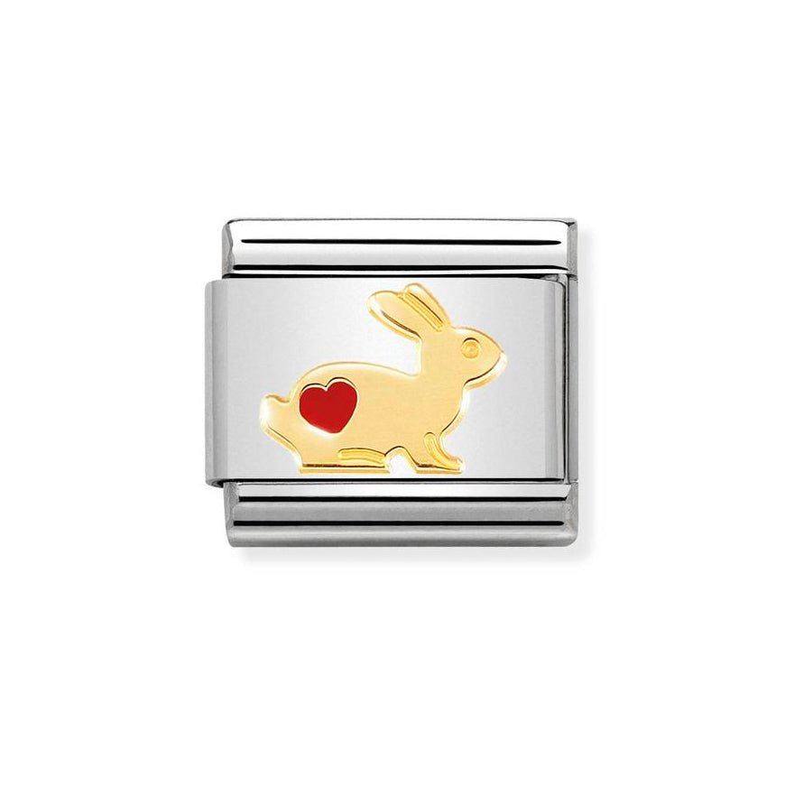 Nomination Gold Rabbit with red heart Charm - MococoNomination030272/468033497460950Charms and Links