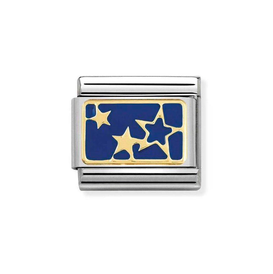 Nomination Gold Stars Blue Plate Charm - MococoNomination030284/448033497478658Charms