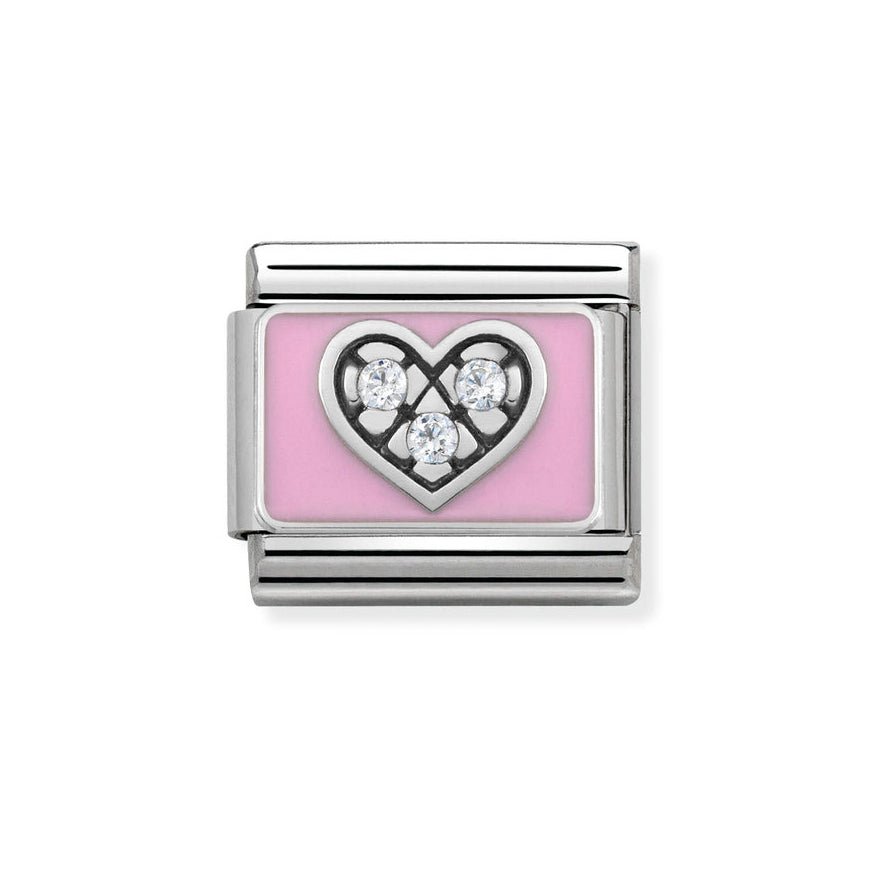 Nomination My Family Sparkling Pink Love Heart Classic Charm - MococoNomination330306/068033497379009Charms and Links