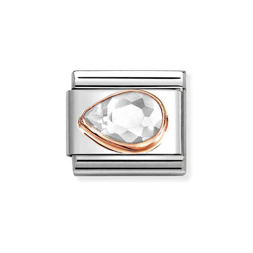 Nomination Rose Gold Classic Clear Cz Faceted Drop Left Side Charm - MococoNomination430605/0108033497537461Charms and Links