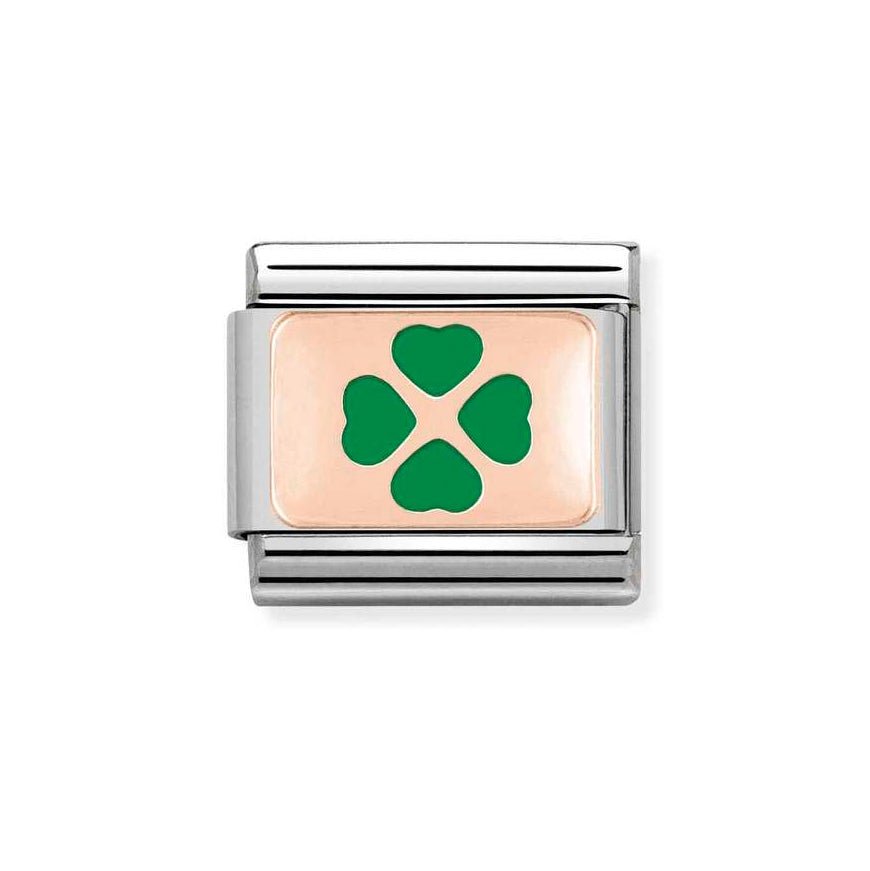 Nomination Rose Gold Classic Green Four - Leaf Heart Clover Charm - MococoNomination430201/088033497378804Charms and Links