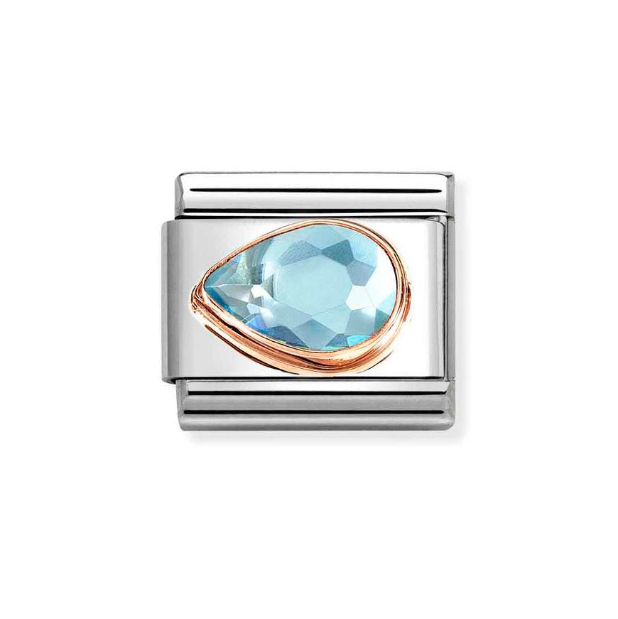 Nomination Rose Gold Classic Light Blue Cz Faceted Drop Left Side Charm - MococoNomination430605/0068033497537447Charms and Links