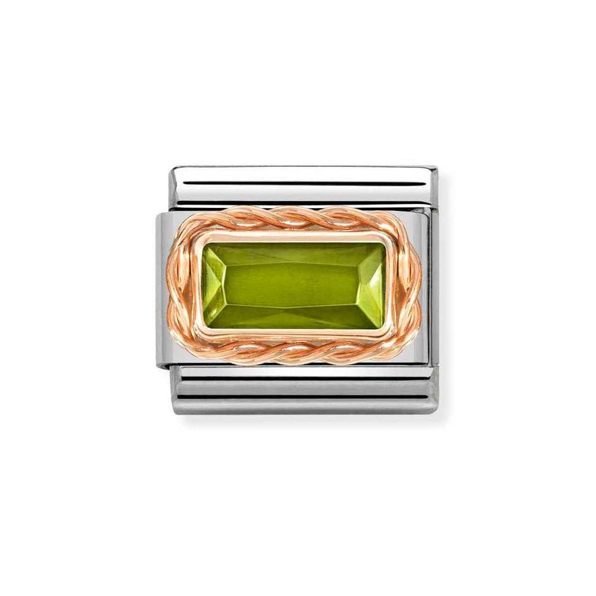Nomination Rose Gold Classic Peridot Green Baguette Stone Charm - MococoNomination430604/0338033497522115Charms and Links