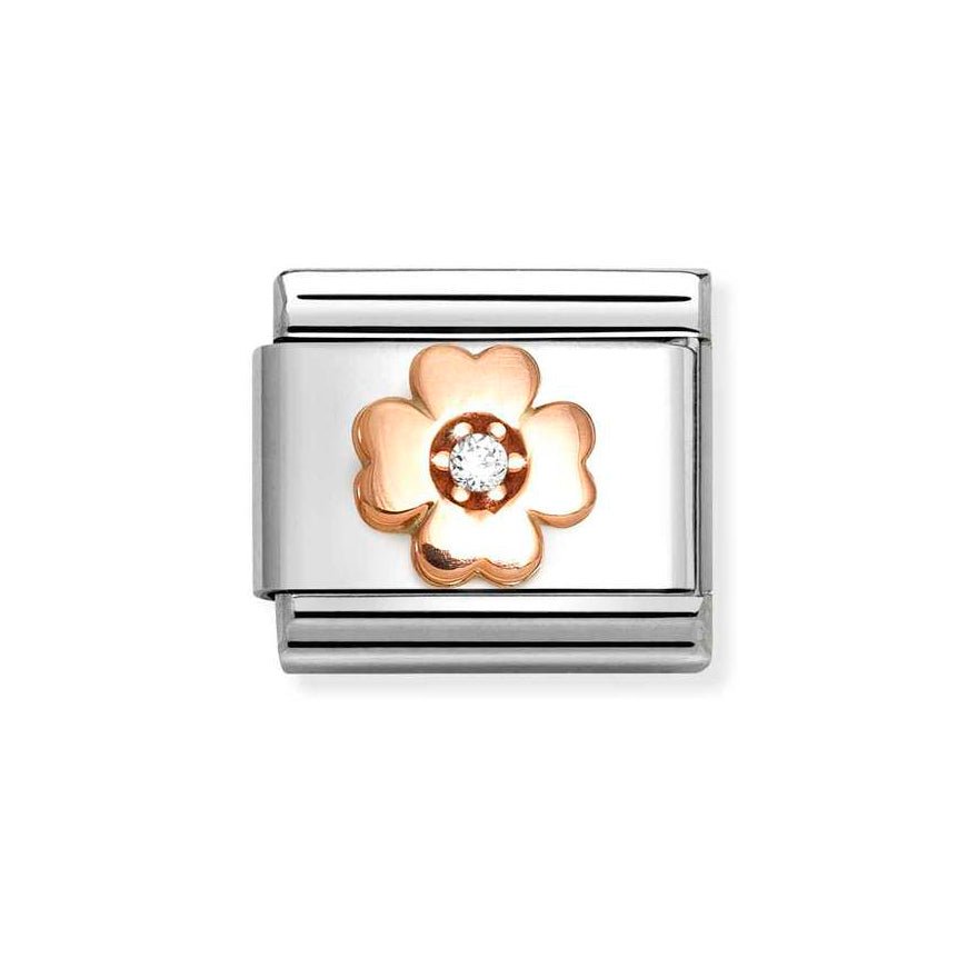 Nomination Rose Gold White Cubic Zirconia Four - Leaf Clover Charm - MococoNomination430305/438033497537300Charms and Links