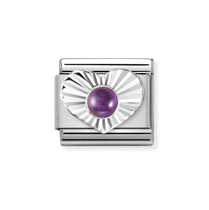 Nomination Silver Classic Diamond Heart Amethyst Charm - MococoNomination330508/358033497521842Charms and Links
