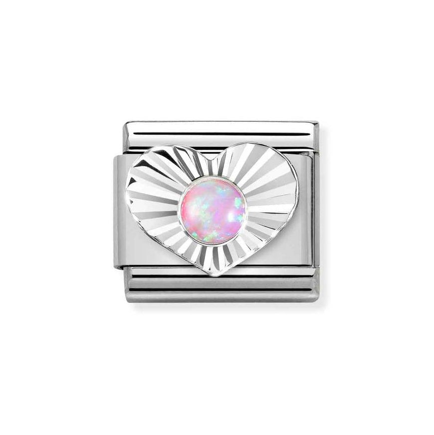 Nomination Silver Classic Diamond Heart Pink Opal Charm - MococoNomination330508/388033497521866Charms and Links