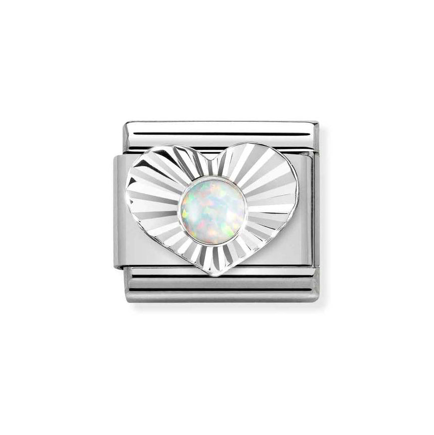 Nomination Silver Classic Diamond Heart White Opal Charm - MococoNomination330508/078033497521798Charms and Links