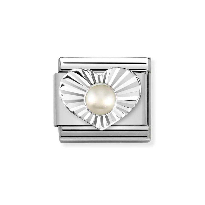 Nomination Silver Classic Diamond Heart White Pearl Charm - MococoNomination330508/138033497521811Charms and Links