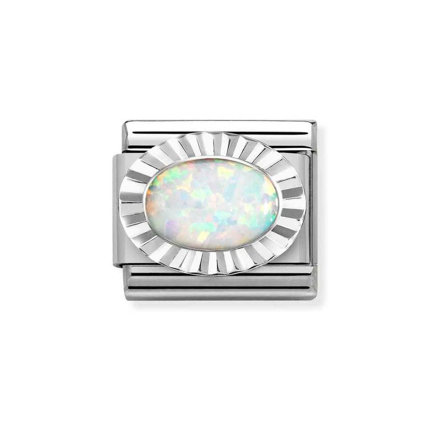 Nomination Silver Classic Diamond Oval White Opal Charm - MococoNomination330507/078033497521712Charms and Links