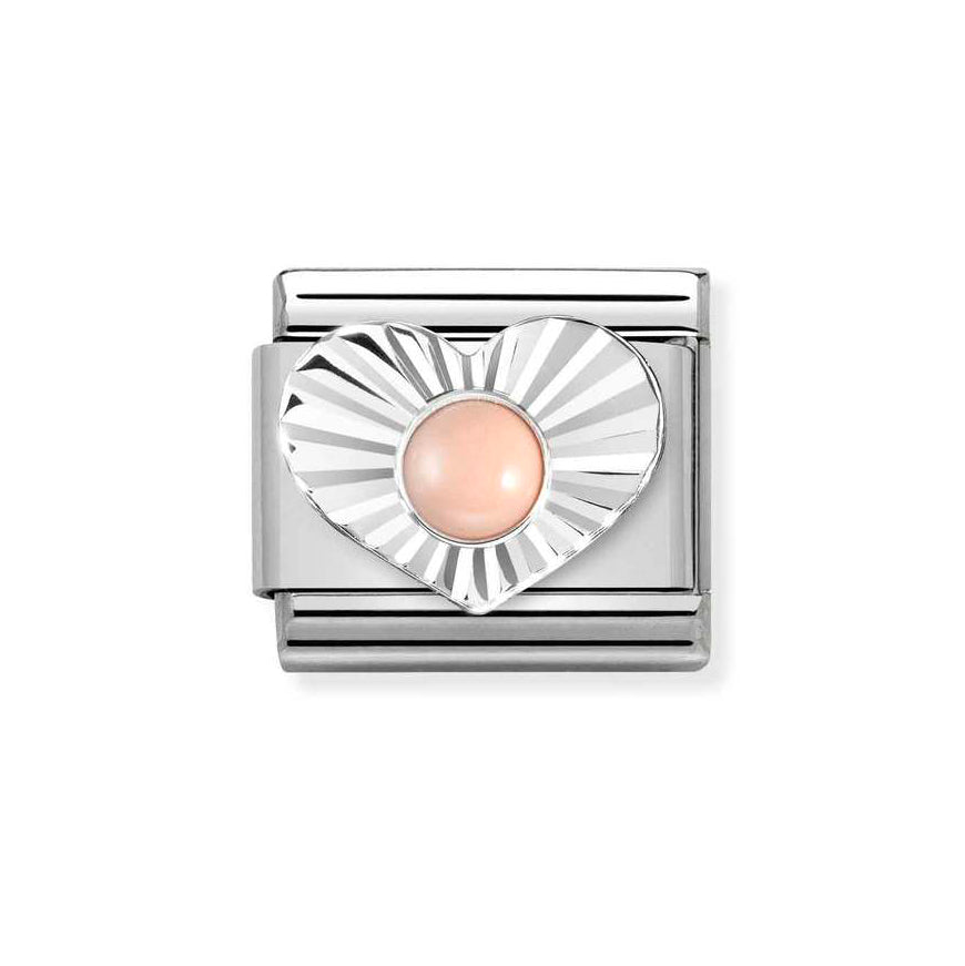 Nomination Silver Diamond Heart Pink Coral Charm - MococoNomination330508/108033497521804Charms and Links