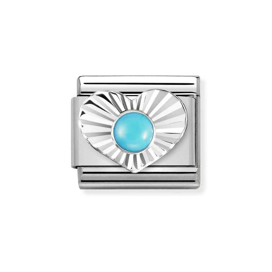 Nomination Silver Diamond Heart Turquoise Charm - MococoNomination330508/068033497521781Charms and Links