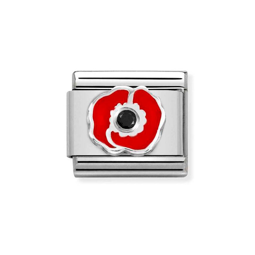 Nomination Silver Red And Black CZ Poppy Charm - MococoNomination330305/178033497496591Charms and Links
