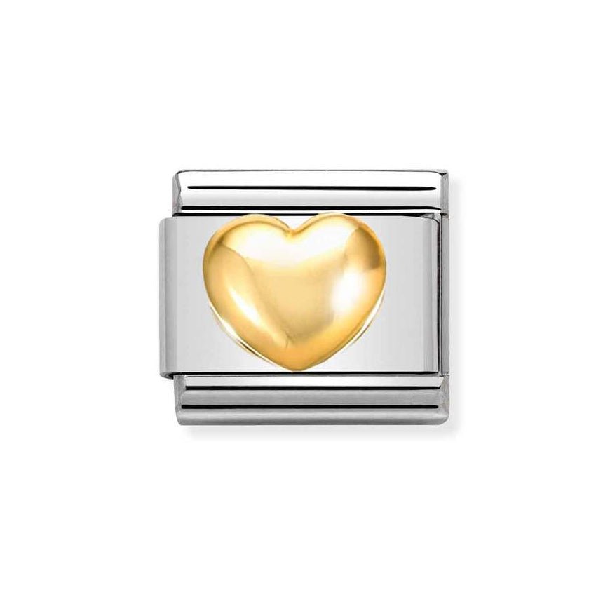 Nomination Silver Starter Bracelet With Gold Raised Heart Charm - MococoNominationBracelets