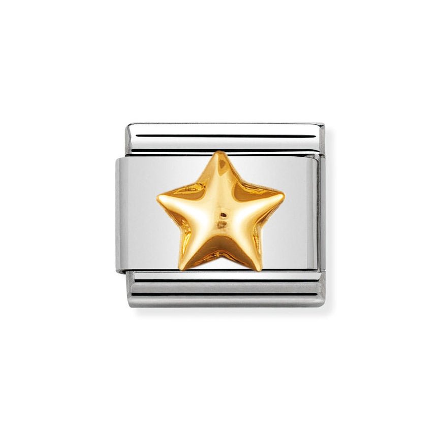 Nomination Stainless Steel and 18ct Gold Raised Star Classic Charm - MococoNomination030110/128033497011442Charms and Links