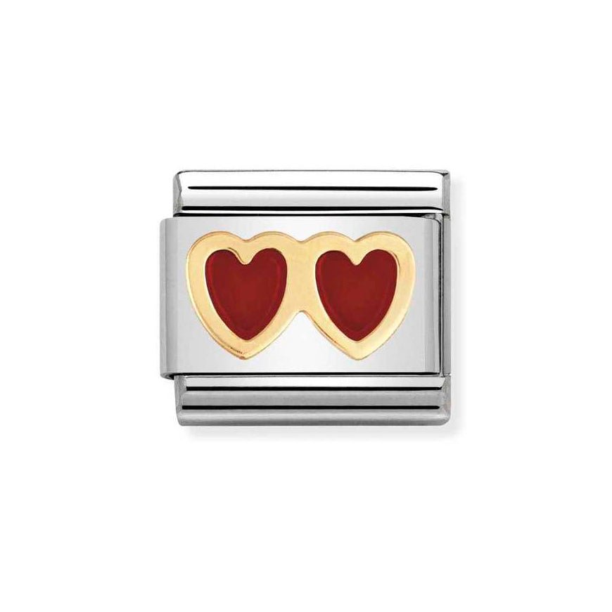 Nomination Two Tone Red Enamel Two Hearts Charm - MococoNomination030207/028033497013897Charms and Links