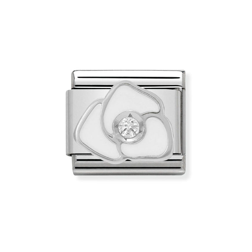 Nomination White Enamel Rose with Cubic Zirconia Charm - MococoNomination330305/068033497274366Charms and Links