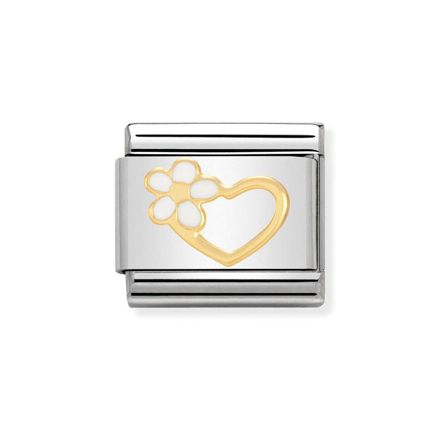 Nomination White Heart with Flower Charm - MococoNomination030253/408033497317971Charms and Links
