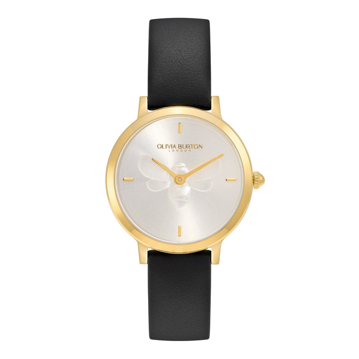 Olivia Burton Gold Ultra Slim Bee Black Leather Watch - MococoOlivia Burton240000197613272511704Watches and Accessories