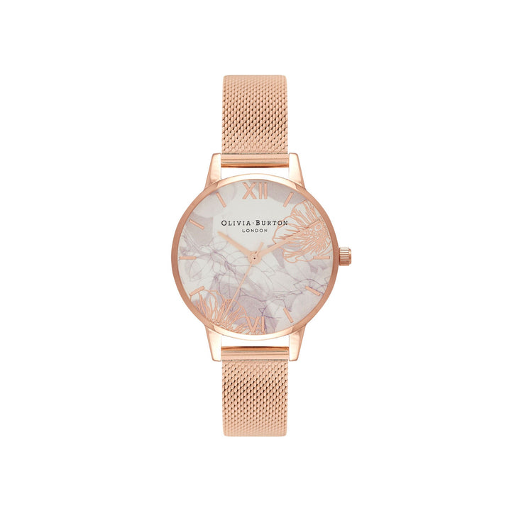 Olivia Burton Rose Gold Abstract Floral Dial Mesh Strap Watch - MococoOlivia BurtonOB16VM115060496416902Watches and Accessories