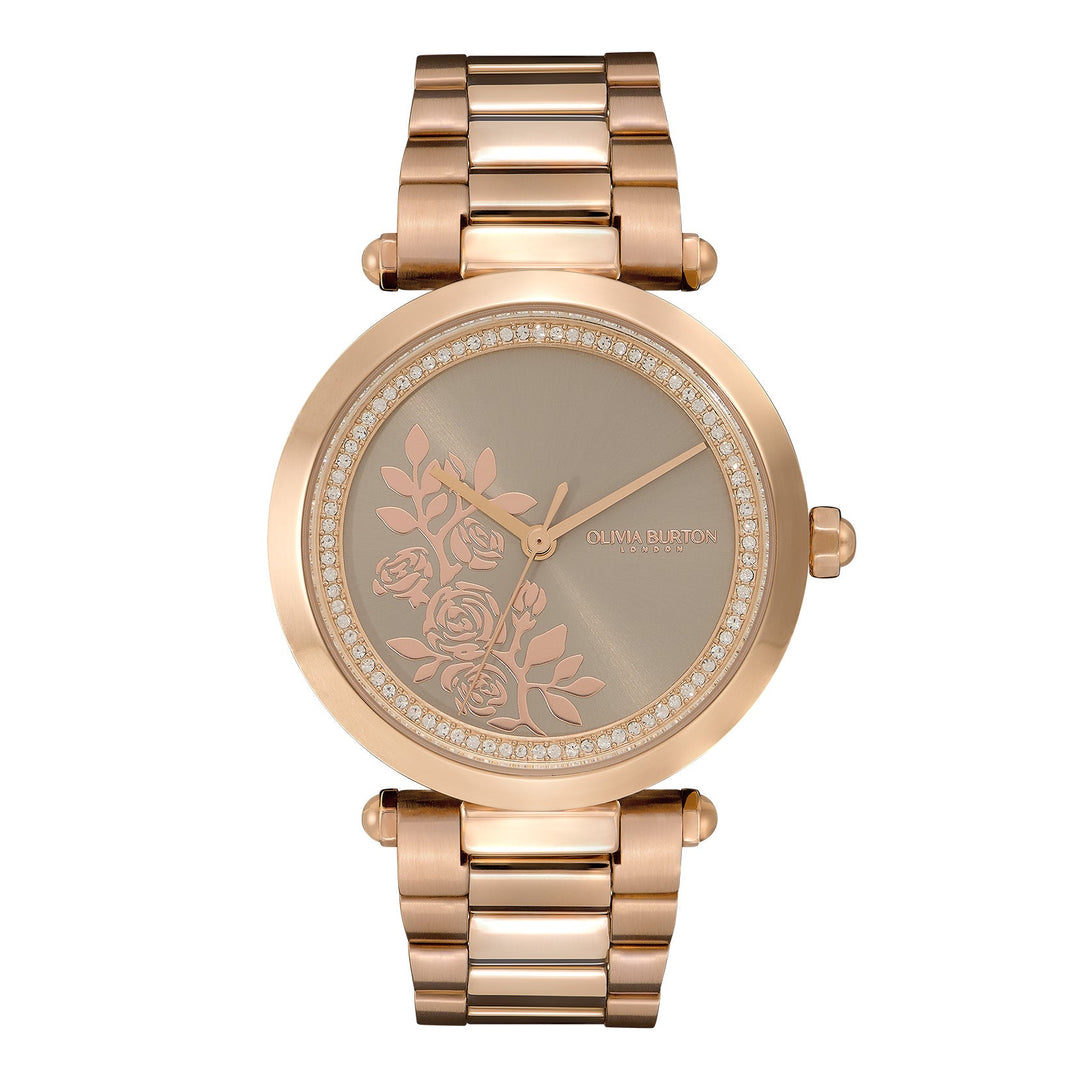 Olivia Burton Rose Gold Floral T - Bar Grey Dial Watch - MococoOlivia Burton240000447613272515382Watches and Accessories