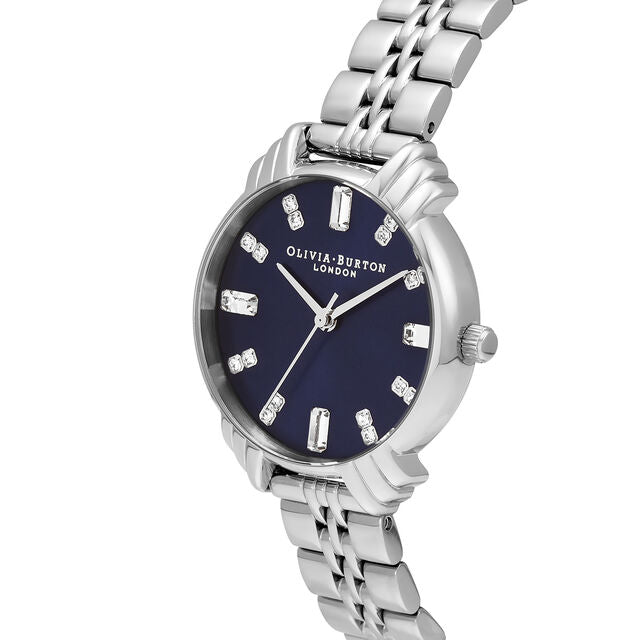 Olivia Burton Silver Art Deco Midi Dial Navy Watch - MococoOlivia BurtonOB16DC017613272491075Watches and Accessories