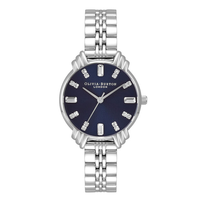 Olivia Burton Silver Art Deco Midi Dial Navy Watch - MococoOlivia BurtonOB16DC017613272491075Watches and Accessories
