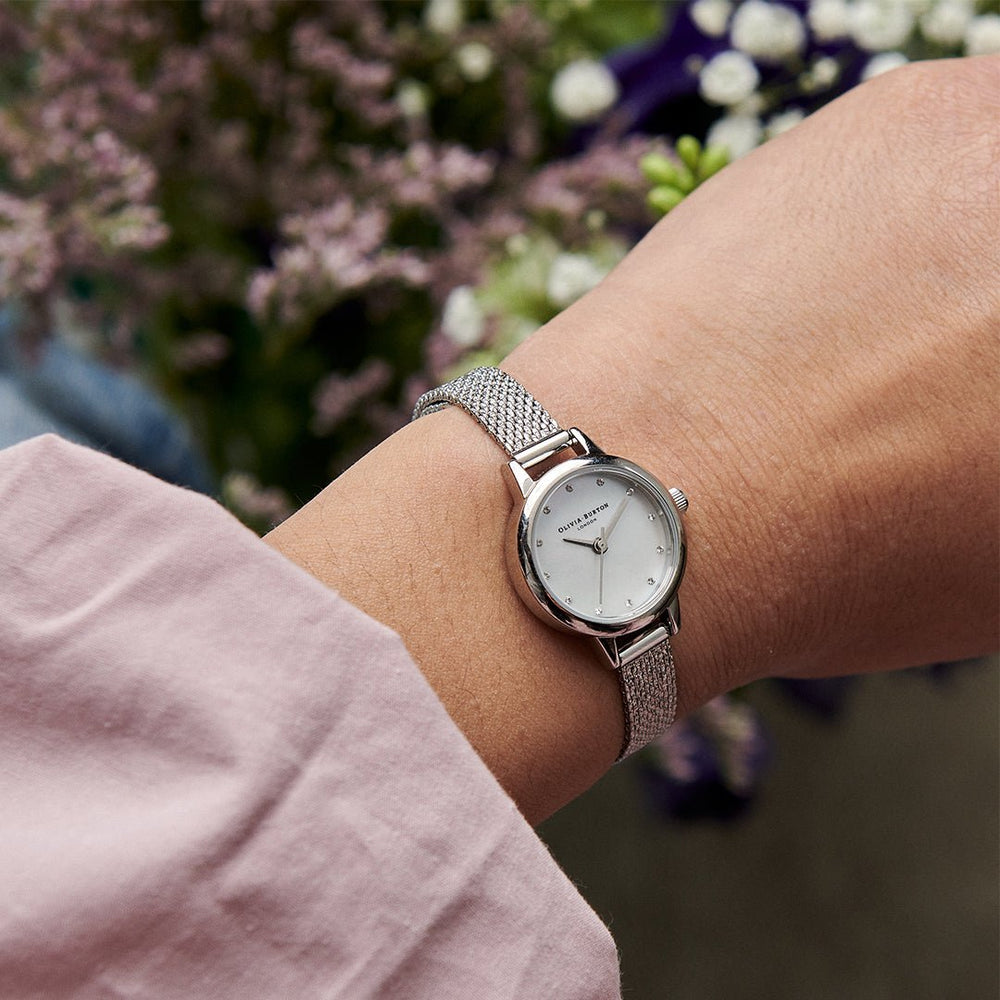 Olivia Burton Silver Mother of Pearl Mini Dial Boucle Strap Watch - MococoOlivia Burton240001207613272441322Watches and Accessories