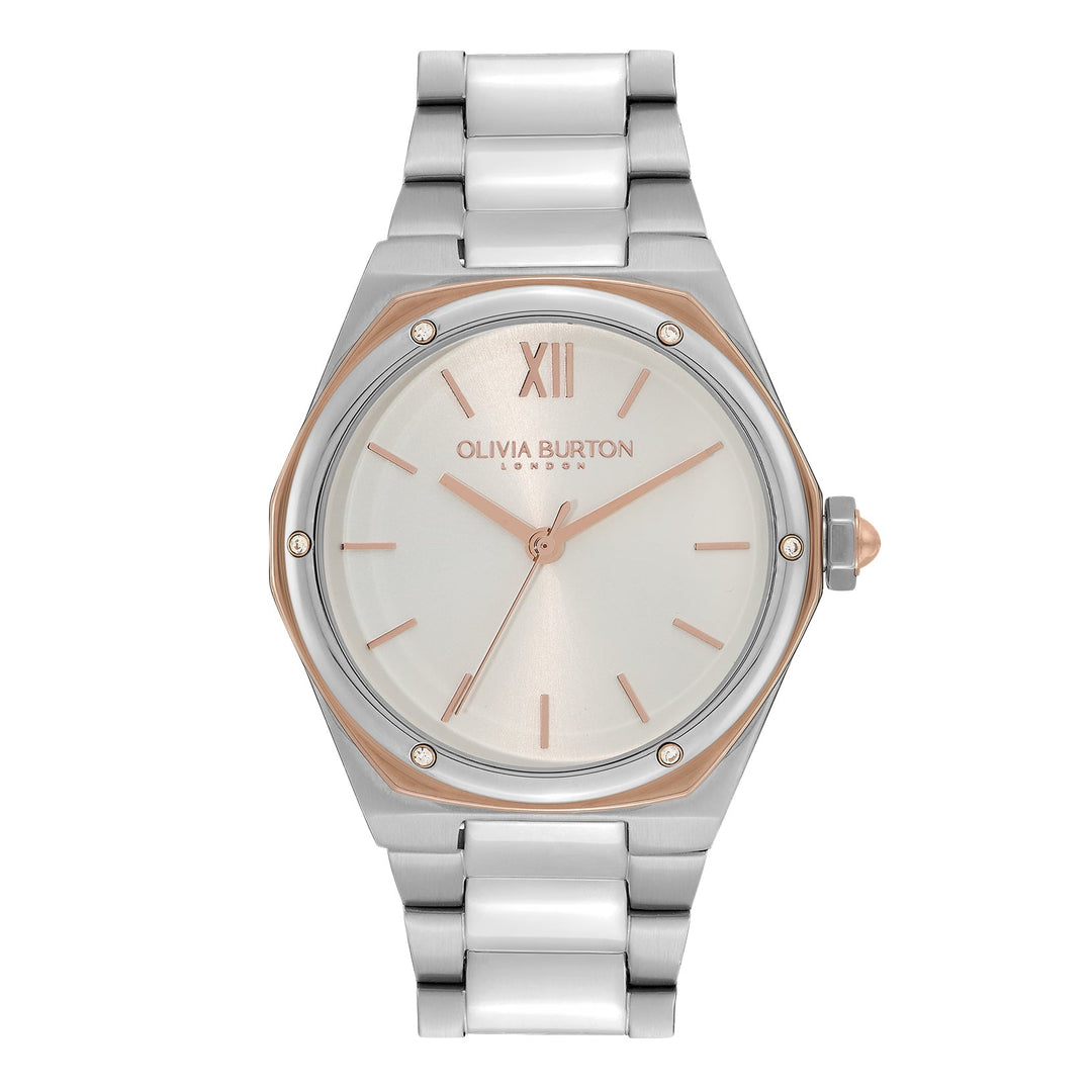 Olivia Burton Silver & Rose Hexa White Dial Watch - MococoOlivia Burton240000707613272529570Watches and Accessories