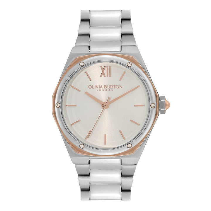 Olivia Burton Silver & Rose Hexa White Dial Watch - MococoOlivia Burton240000707613272529570Watches and Accessories